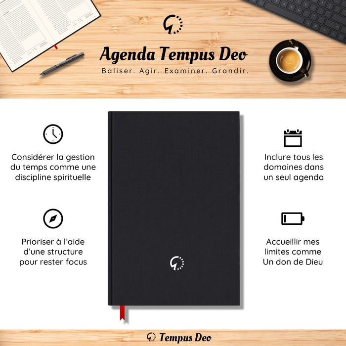 Agenda Tempus Deo Noir avec reliure cousue (Nouvelle version)