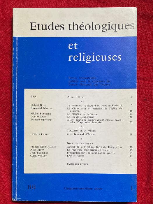 Occasion - Etudes Théologiques et Religieuses 1984/1