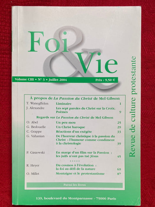 Occasion - Foi et Vie 3 Juillet 2004