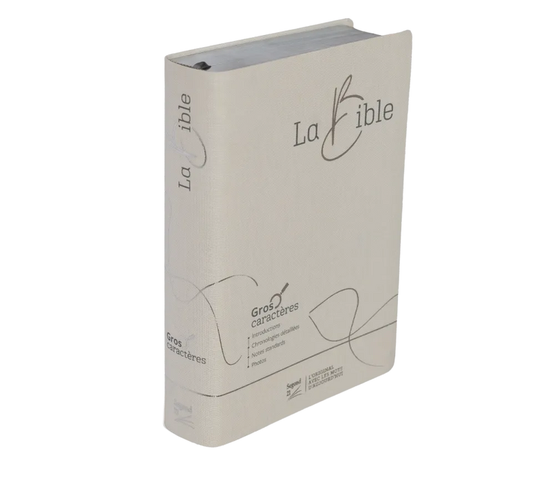 Bible Segond 21 gros caractères souple en toile blanche, tranche argentée