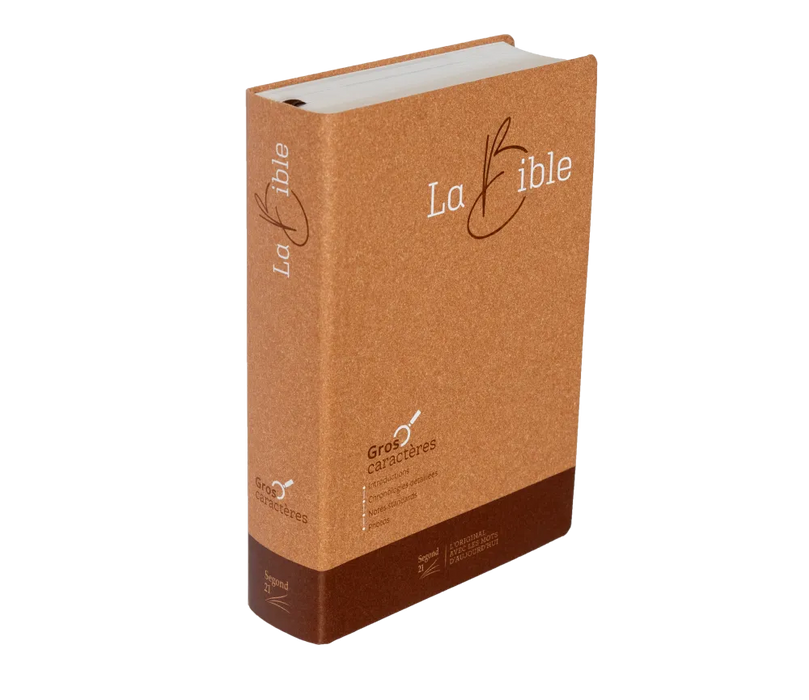 Bible Segond 21 gros caractères semi-rigide, papier brun chiné en fibres naturelles