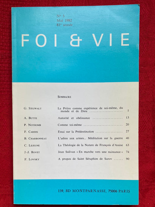 Occasion - Foi et Vie 3 Mai 1982