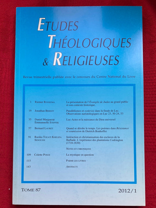 Occasion - Etudes Théologiques et Religieuses 2012/1