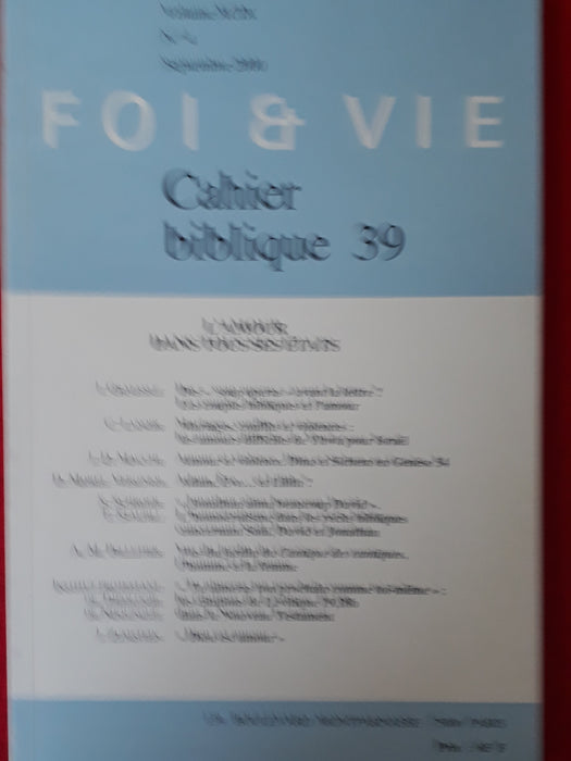 Occasion - Foi et vie - Cahier biblique 39