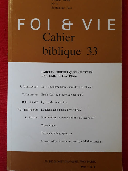 Occasion - Foi et vie - Cahier biblique 33