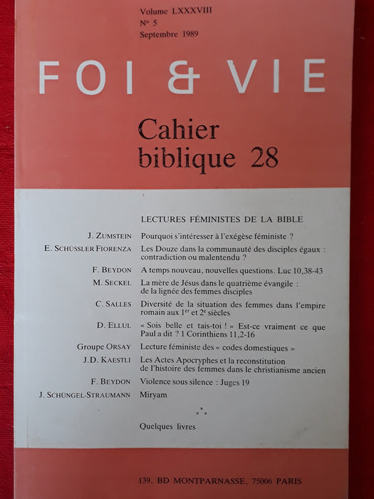 Occasion - Foi et vie - Cahier biblique 28