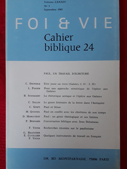 Occasion - Foi et vie - Cahiers bibliques 24