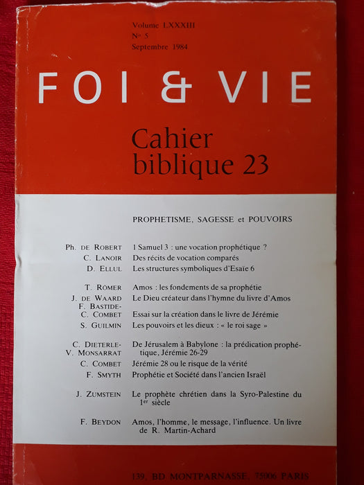 Occasion - Foi et vie - Cahiers bibliques 23