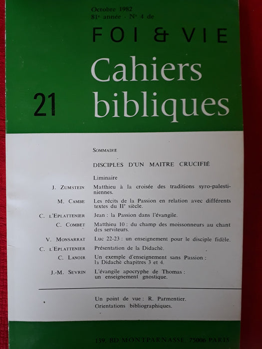 Occasion - Foi et vie - Cahiers bibliques 21