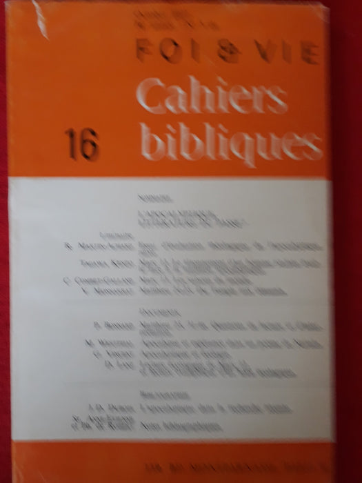 Occasion - Foi et vie - Cahiers bibliques 16