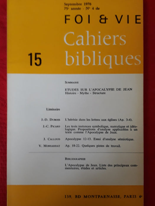 Occasion - Foi et vie - Cahiers bibliques 15