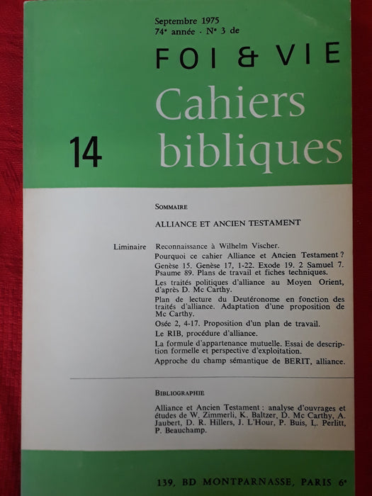 Occasion - Foi et vie - Cahiers bibliques 14