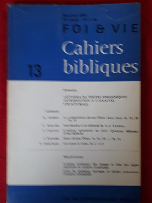 Occasion - Foi et vie - Cahiers bibliques 13