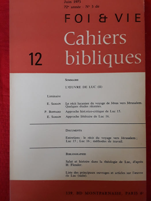 Occasion - Foi et vie - Cahiers bibliques 12
