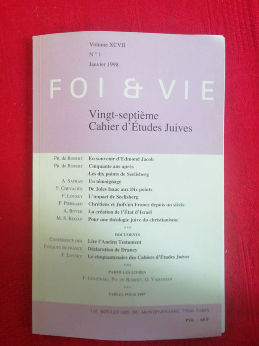 Occasion - Foi et Vie - Cahier d'études juives 27