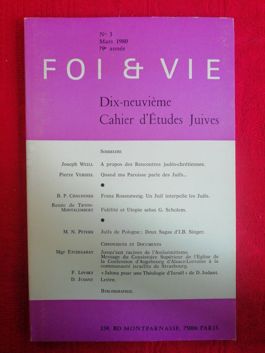 Occasion - Foi et Vie - Cahier d'études juives 19