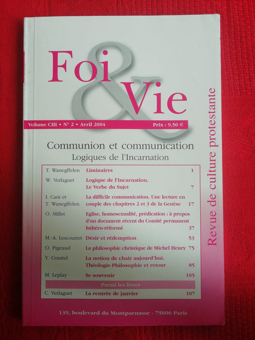 Occasion - Foi et Vie - 2 Avril 2004