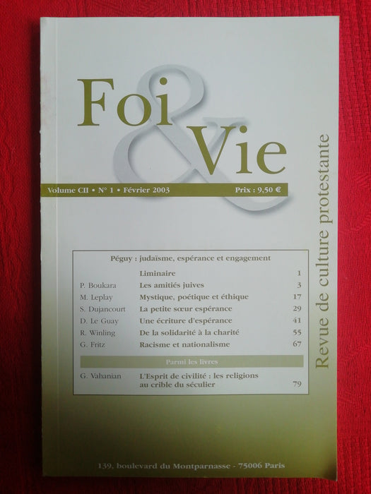 Occasion - Foi et Vie - 1 Février 2003