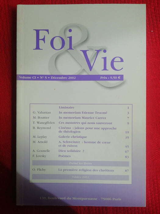 Occasion - Foi et Vie - 5 Décembre 2002
