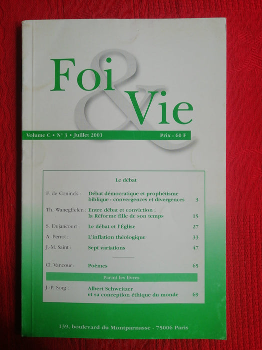 Occasion - Foi et Vie - 3 Juillet 2001