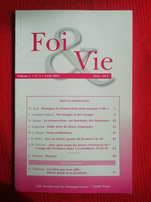 Occasion - Foi et Vie - 2 Avril 2001
