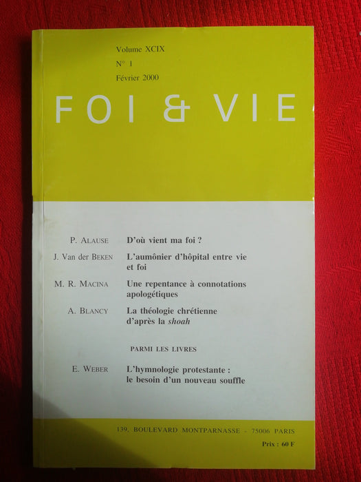 Occasion - Foi et Vie - 1 Février 2000
