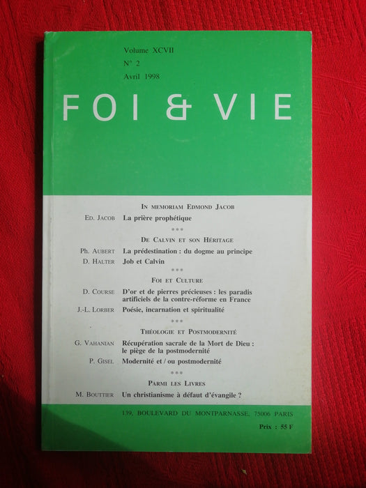 Occasion - Foi et Vie - 2 Avril 1998