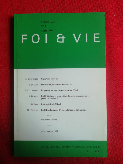 Occasion - Foi et Vie - 2 Avril 1996