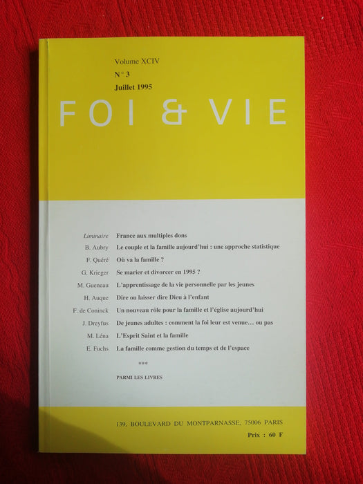 Occasion - Foi et Vie - 3 Juillet 1995