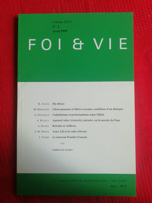 Occasion - Foi et Vie - 2 Avril 1995