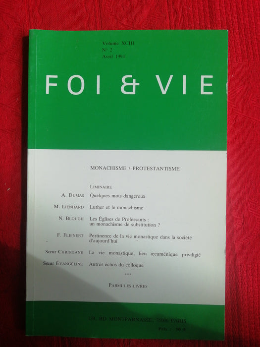 Occasion - Foi et Vie - 2 Avril 1994