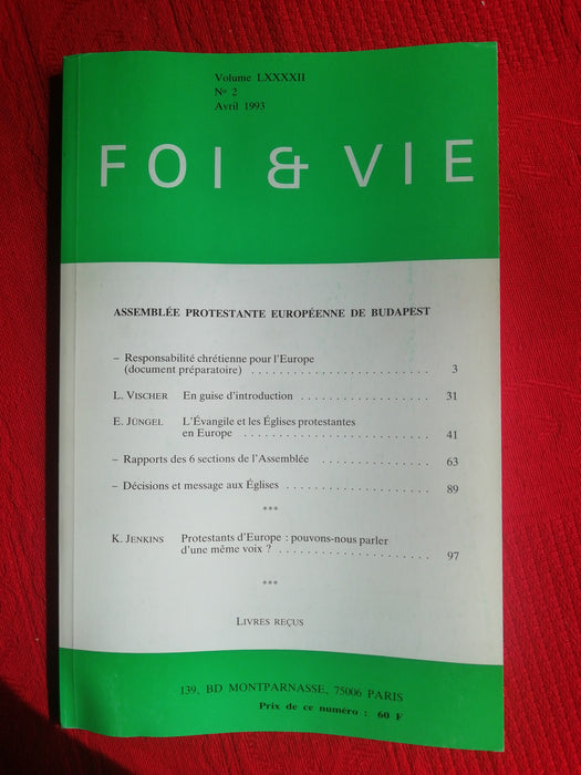 Occasion - Foi et Vie - 2 Avril 1993