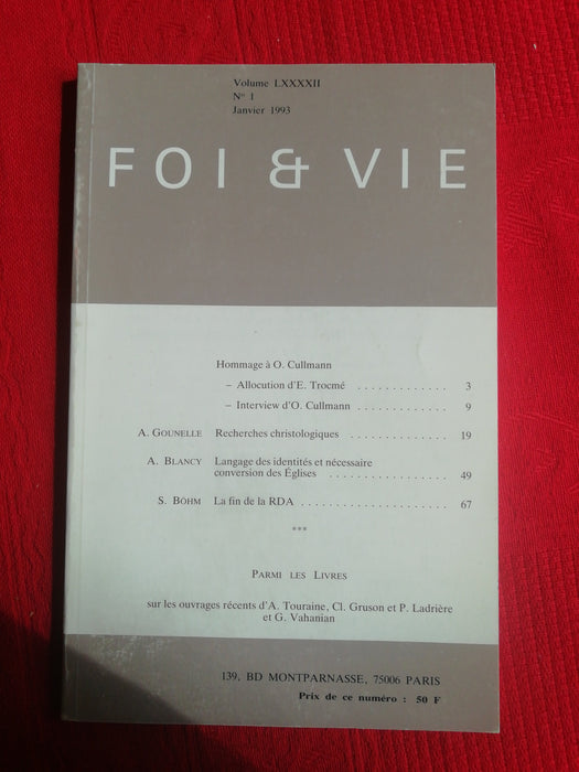 Occasion - Foi et Vie - 1 Janvier 1993