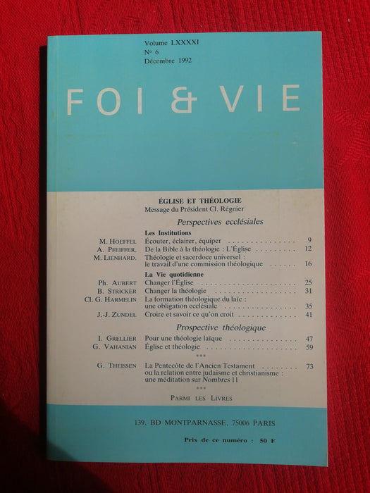 Occasion - Foi et Vie - 6 Décembre 1992