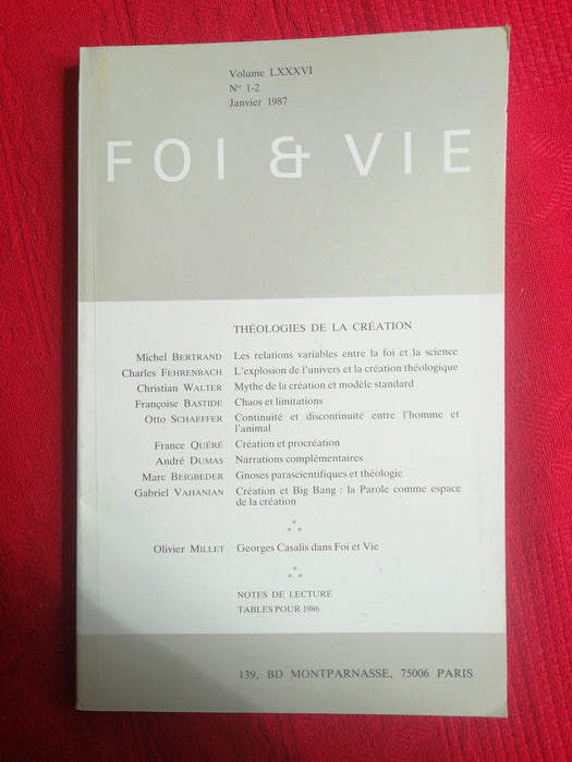 Occasion - Foi et Vie - 1/2 Janvier 1987