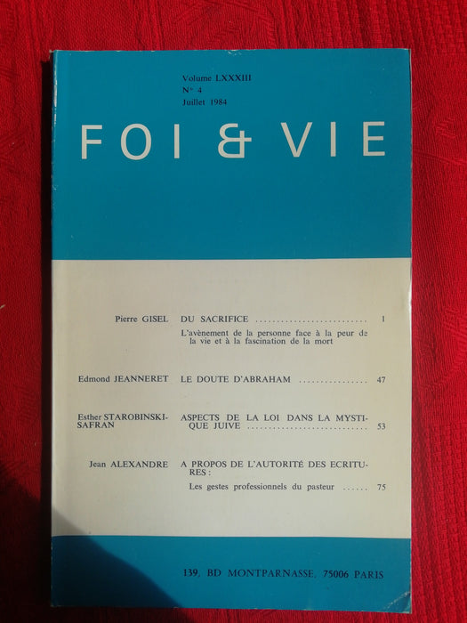 Occasion - Foi et Vie - 4 Juillet 1984