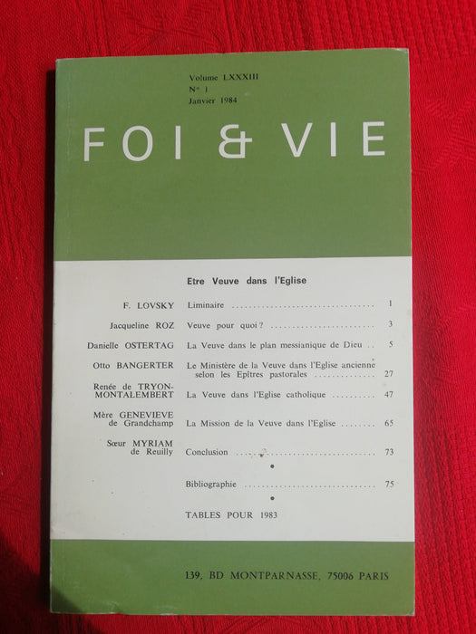 Occasion - Foi et Vie - 1 Janvier 1984