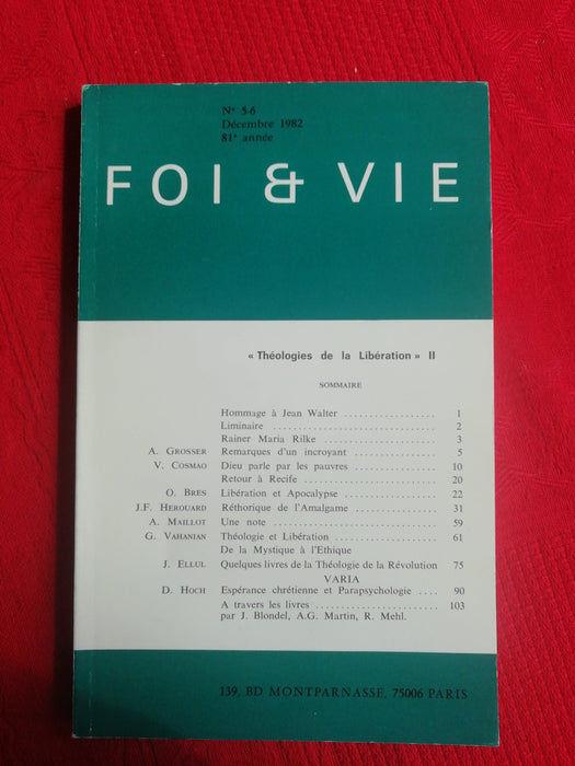Occasion - Foi et Vie - 5/6 Décembre 1982