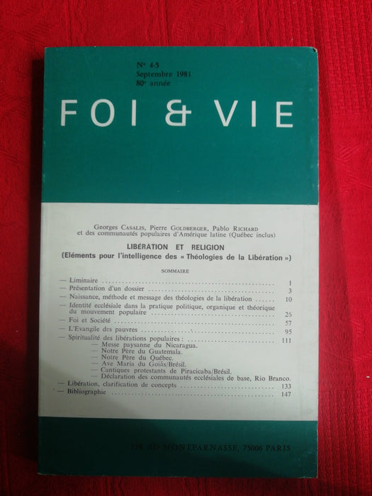 Occasion - Foi et Vie - 4/5 Septembre 1981