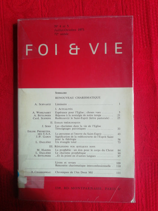 Occasion - Foi et Vie - 4/5 Juillet-Octobre 1973