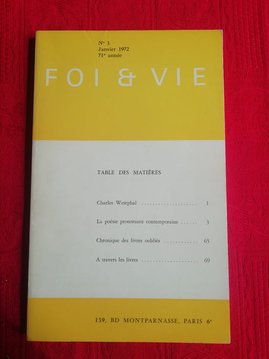 Occasion - Foi et Vie - 1 Janvier 1972