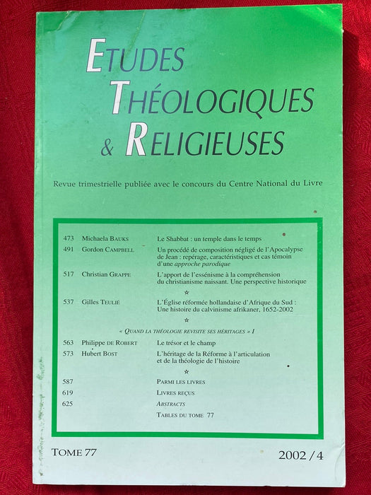 Occasion - Théologiques et Religieuses 2002/4