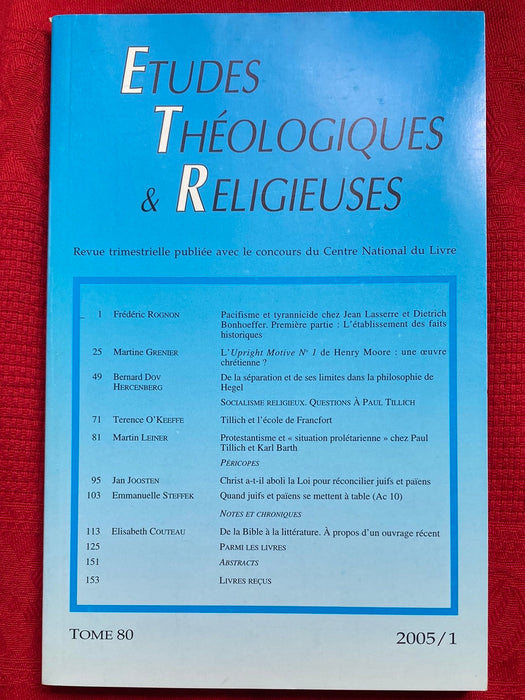 Occasion - Etudes Théologiques et Religieuses 2005/1