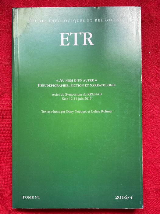 Occasion - Etudes Théologiques et Religieuses 2016/4
