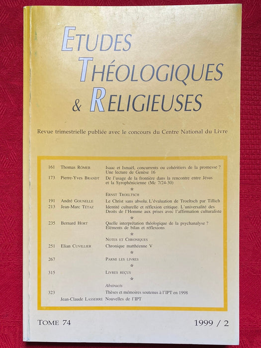 Occasion - Etudes Théologiques et Religieuses 1999/2