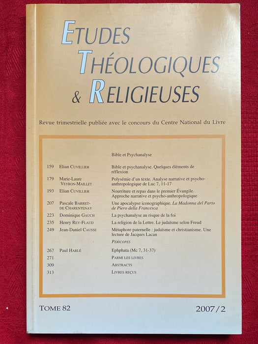 Occasion - Etudes Théologiques et Religieuses 2007/2