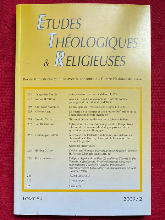 Occasion - Etudes Théologiques et Religieuses 2009/2