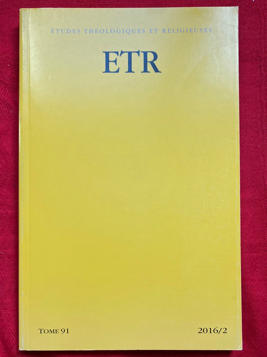 Occasion - Etudes Théologiques et Religieuses 2016/2