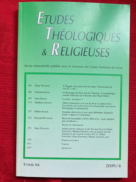 Occasion - Etudes Théologiques et Religieuses 2009/4