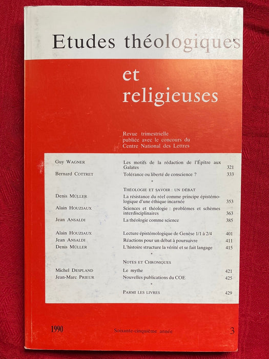 Occasion - Etudes Théologiques et Religieuses 1990/3